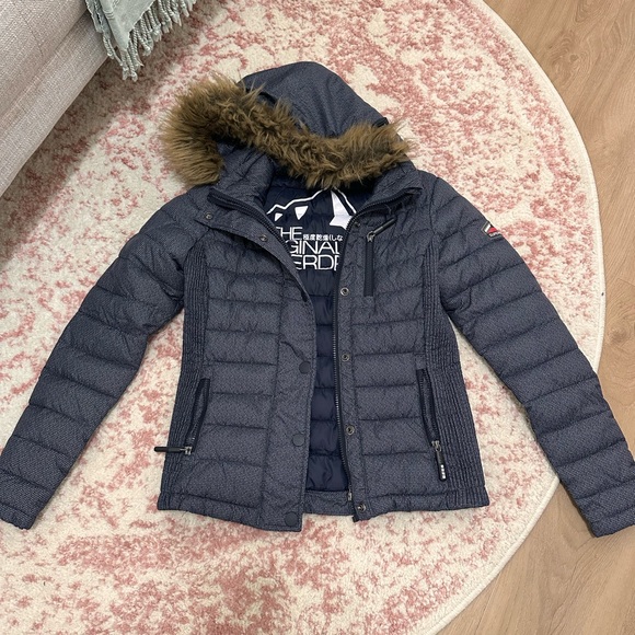 Gray SuperDry Hooded Women's Jacket - Picture 2 of 5